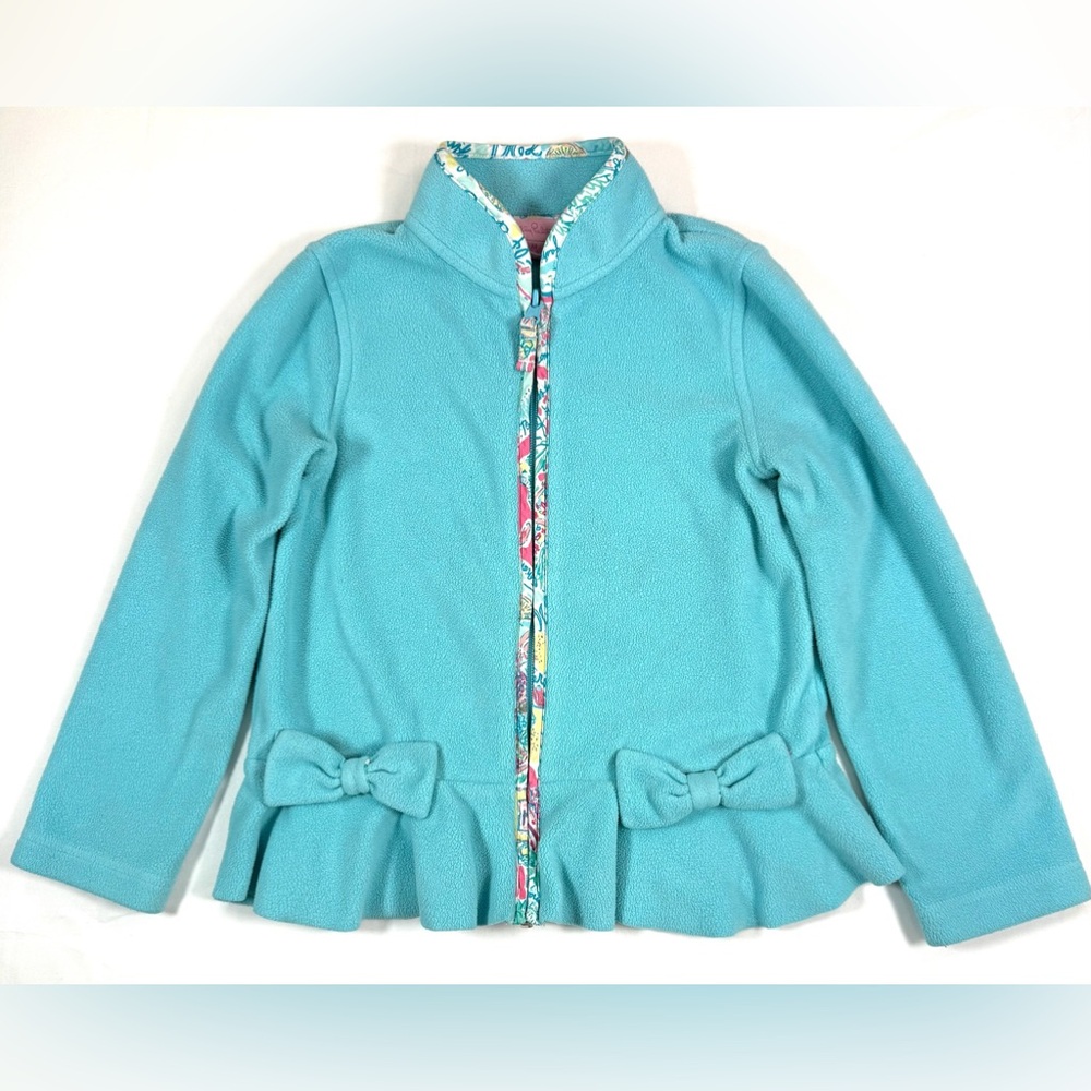LILLY PULITZER Girls Fleece Zip Jacket Size M Preppy Resort Cozy Outdoor